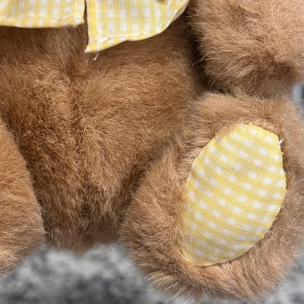 Carter's Prestige Teddy Bear Yellow Gingham‎ Rattle 1990s Vintage